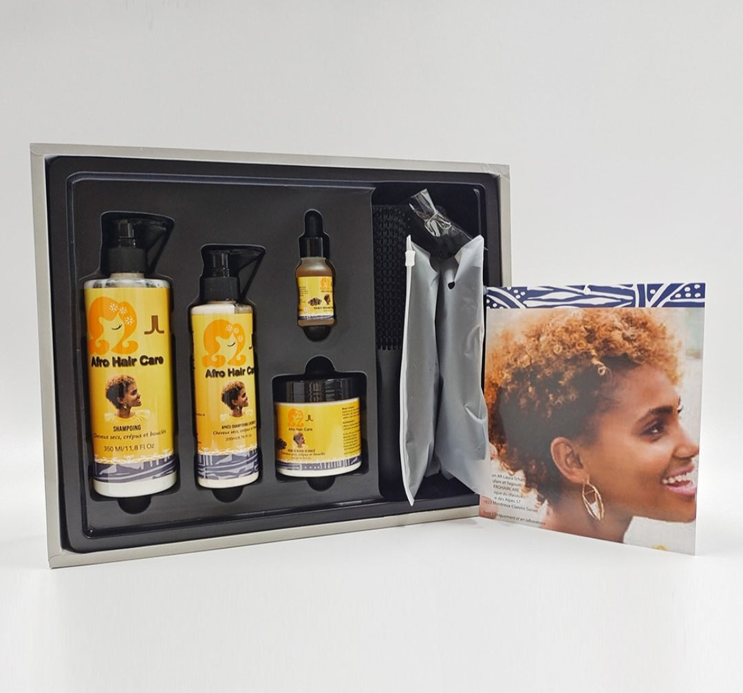 a Coffret LTL-AFROHAIRCARE pour soins de cheveux secs, crépus, boucles et cassants